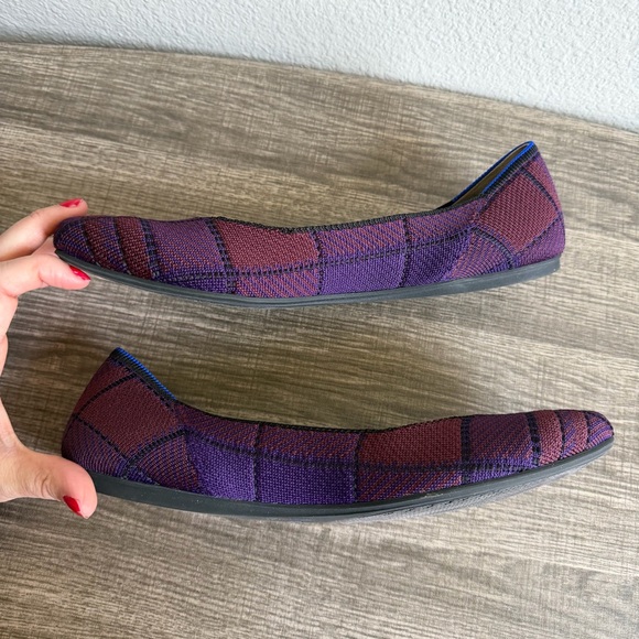 Rothy's The Square Flats in Cranberry Plaid Women’s Size 12 Purple Pink - Picture 6 of 9